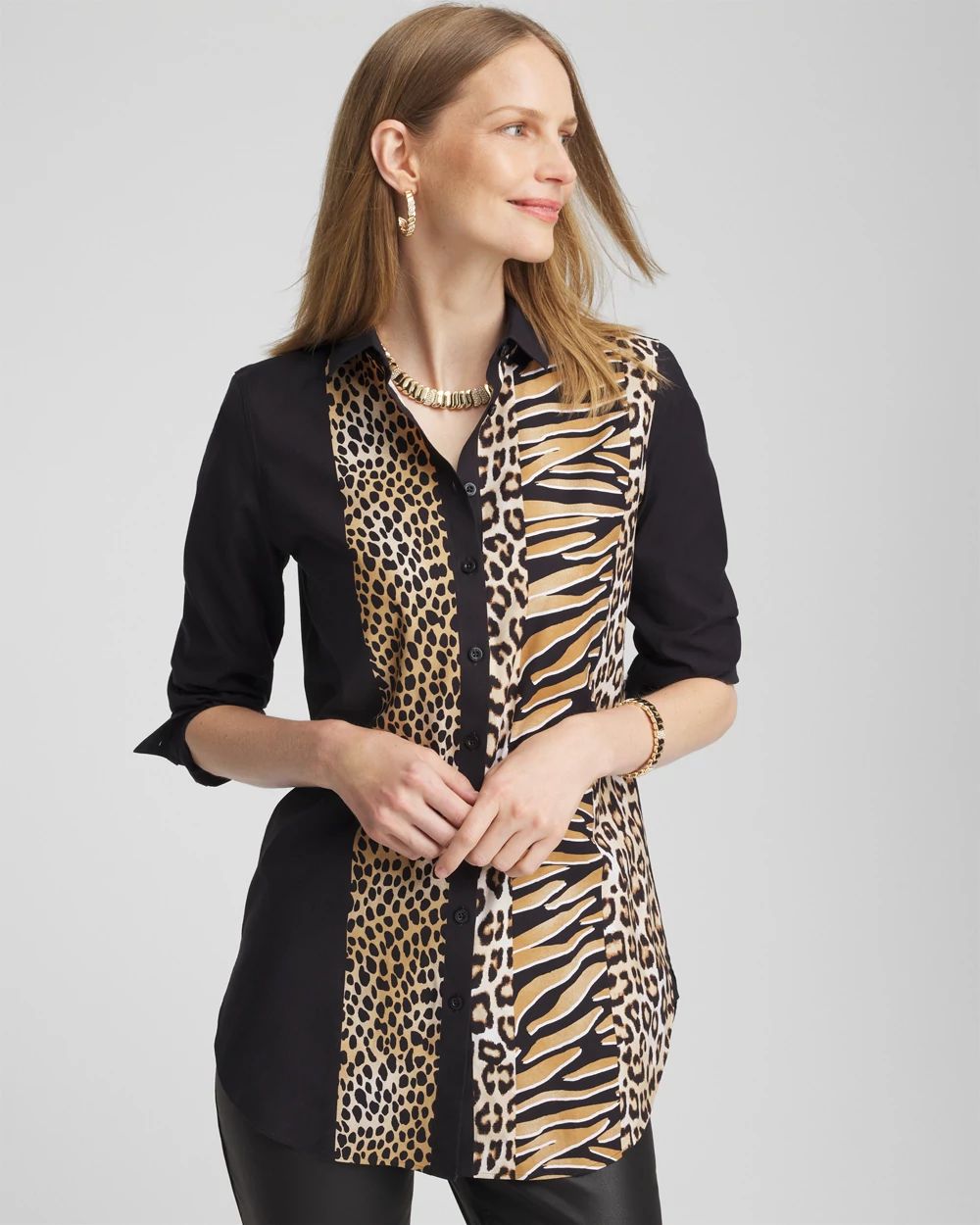 Pleated Front Tunic - Oxford Navy Solids | NYDJ